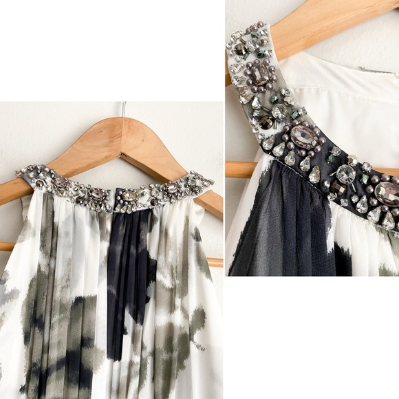 Eliza J Gray Floral Halter Maxi Dress Beaded Empire Formal Gown Event Wedding 2 - Picture 12 of 14